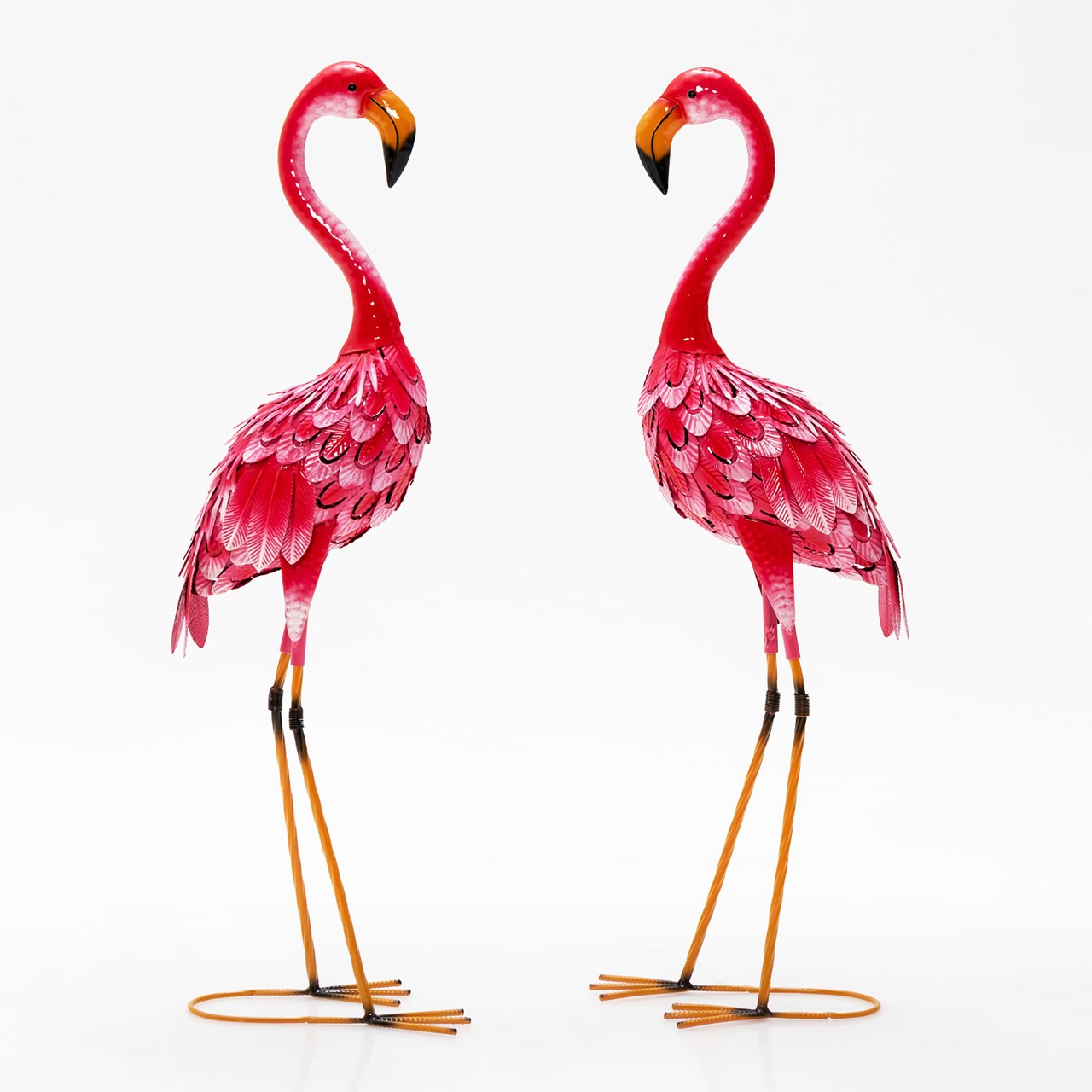 Costway 2-Piece Metal Crane/Flamingo Garden Statue Sculpture Set Outdoor Yard Lawn Decoration